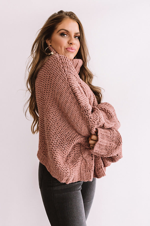 Cute With Cocoa Cable Knit Sweater In Blush Image - 4