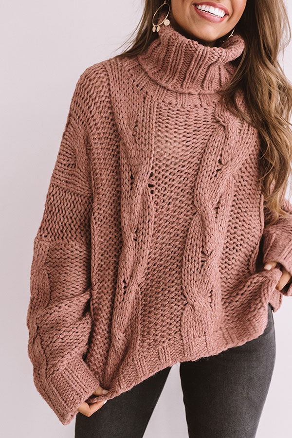 Cute With Cocoa Cable Knit Sweater In Blush Image - 2
