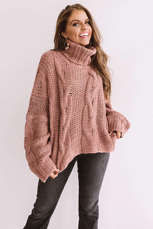 Cute With Cocoa Cable Knit Sweater In Blush Image - 1