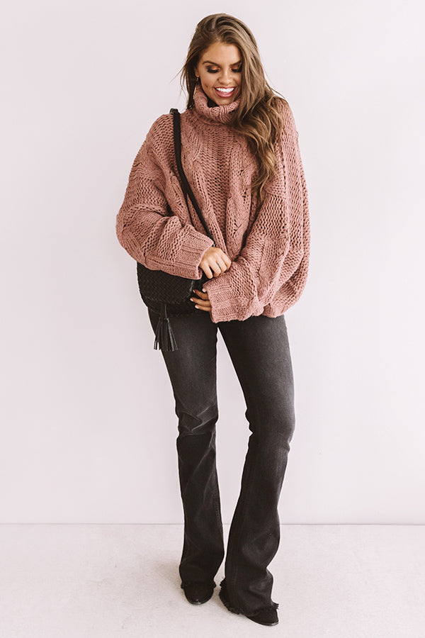 Cute With Cocoa Cable Knit Sweater In Blush Image - 5