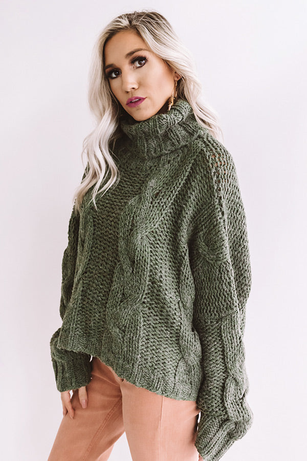 Cute With Cocoa Cable Knit Sweater In Hunter Green • Impressions Online ...
