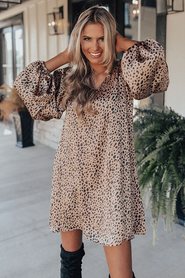 Darling Dance Leopard Shift Dress In Iced Latte Image - 3