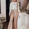 Dainty Glam Sequin High Waist Flare in Gold Image - 1