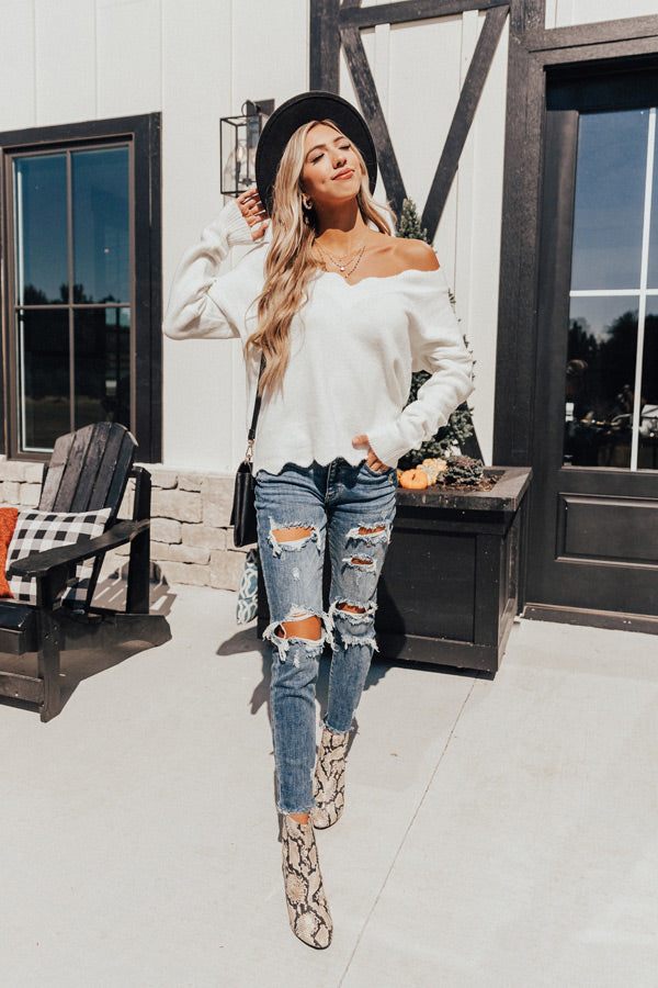 Jet Set Snuggles Shift Sweater In Ivory – Impressions Online Boutique