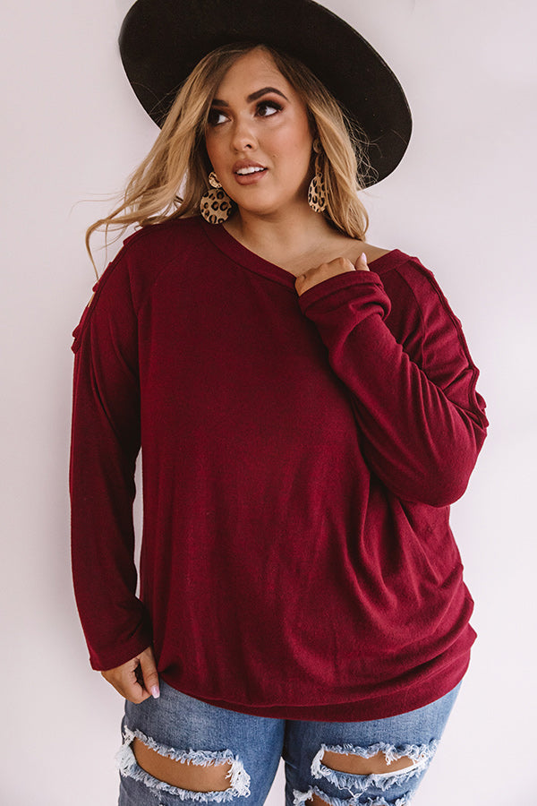 Free And Fearless Shift Sweater In Wine   Curves Image - 3