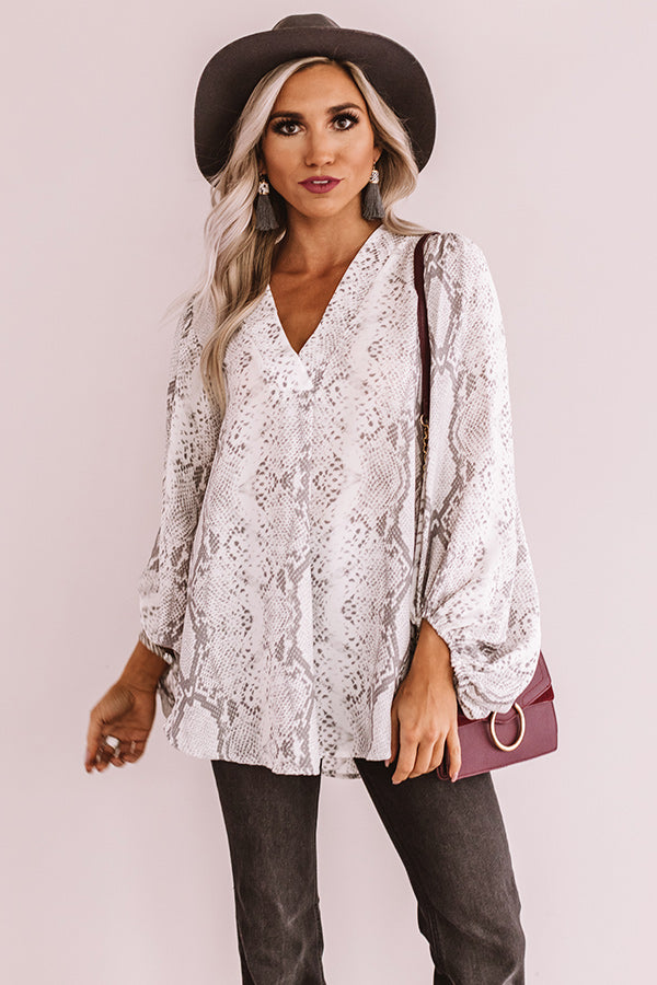 Livin' On The Edge Snake Print Top In Grey Image - 5