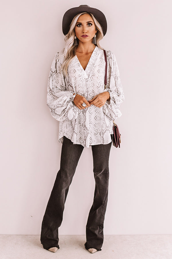 Livin' On The Edge Snake Print Top In Grey Image - 4