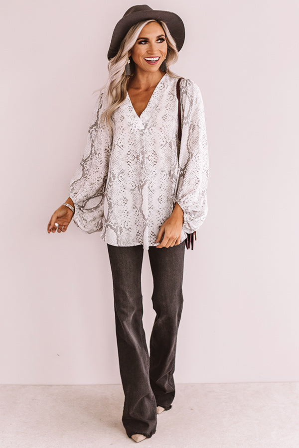 Livin' On The Edge Snake Print Top In Grey Image - 1