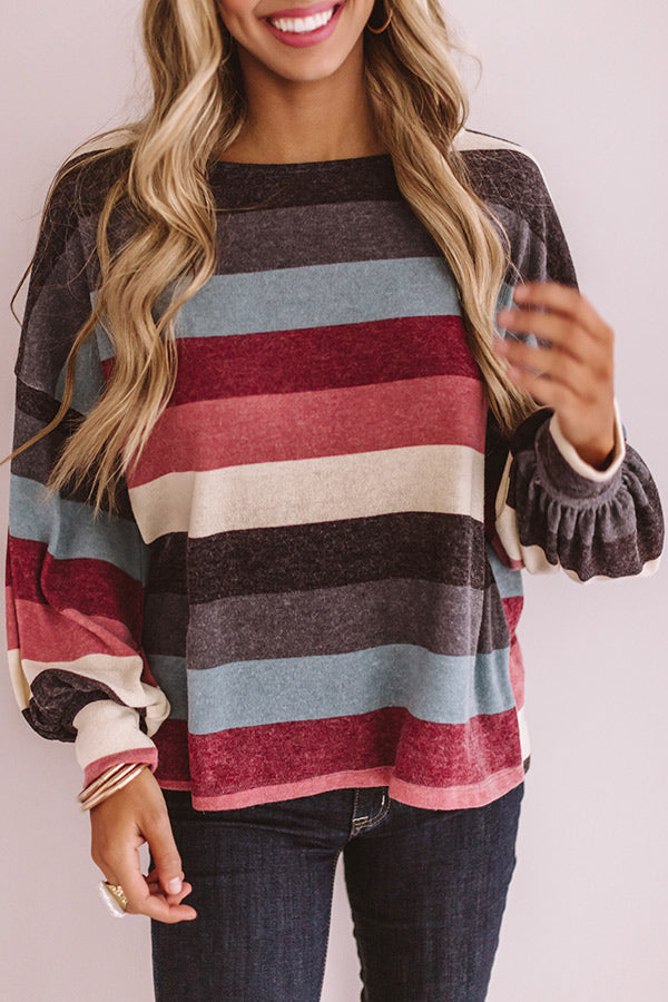 Kisses And Cabins Stripe Shift Sweater In Blue Image - 4