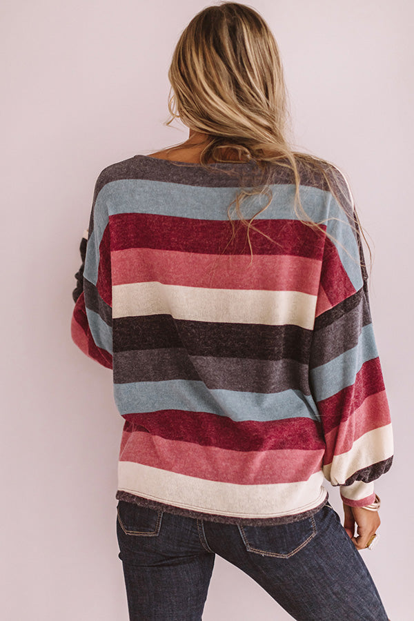 Kisses And Cabins Stripe Shift Sweater In Blue Image - 5