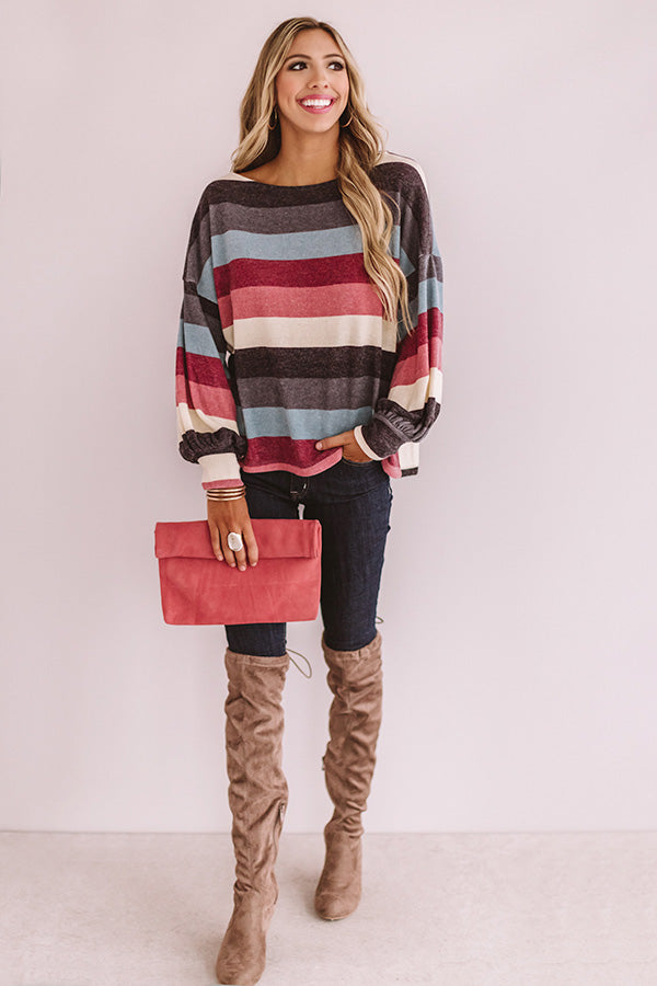 Kisses And Cabins Stripe Shift Sweater In Blue Image - 2