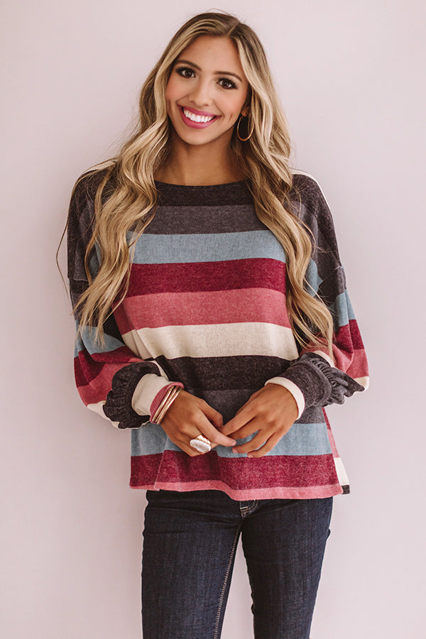 Kisses And Cabins Stripe Shift Sweater In Blue Image - 1