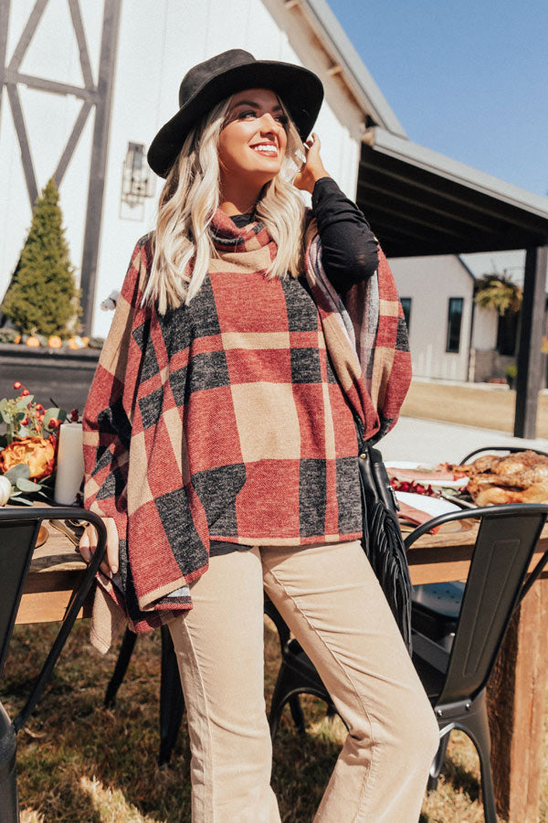 Snow Delightful Plaid Poncho Image - 2