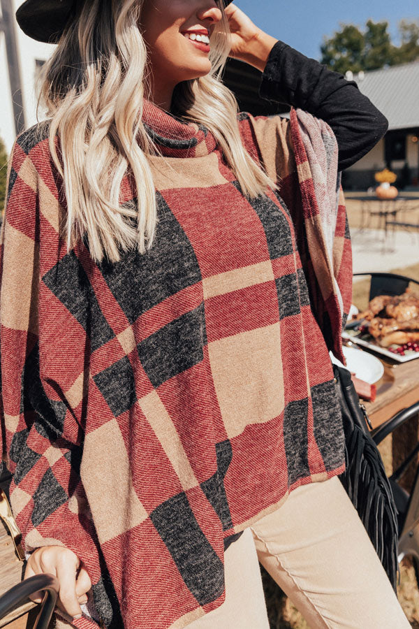 Snow Delightful Plaid Poncho Image - 3