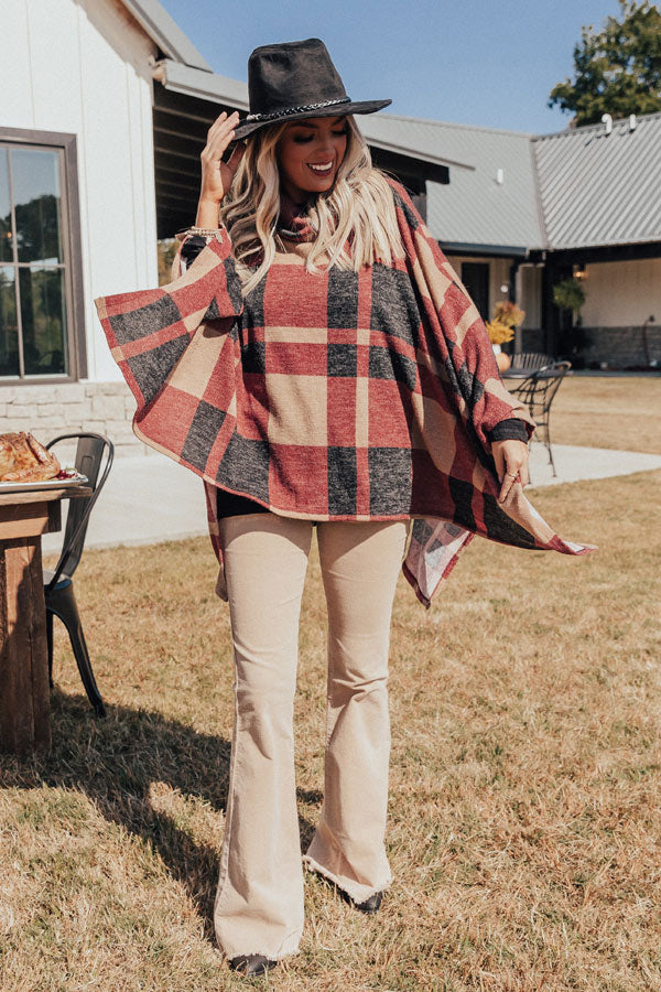 Snow Delightful Plaid Poncho Image - 5