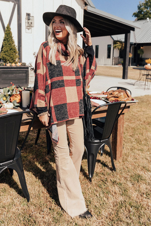 Snow Delightful Plaid Poncho Image - 4