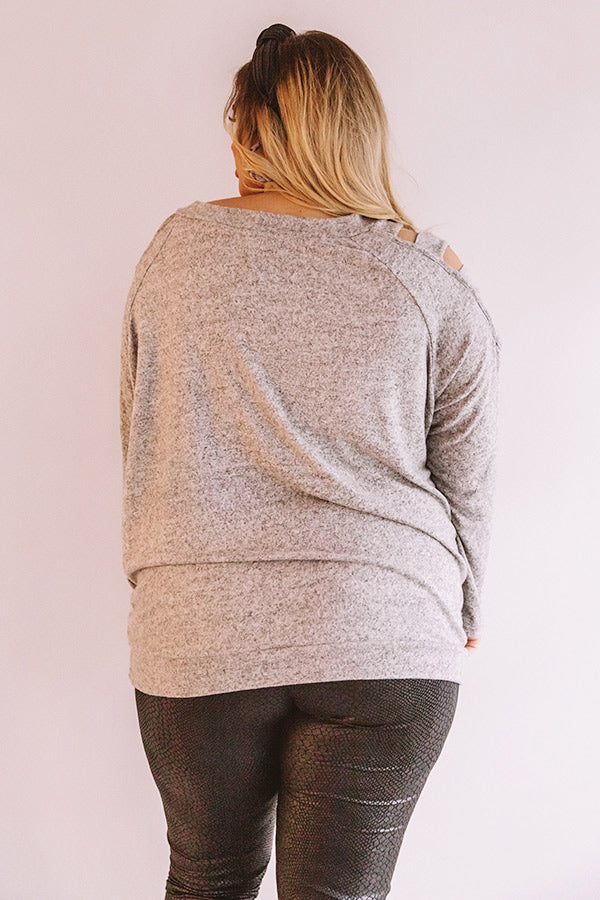 Free And Fearless Shift Sweater In Grey    Curves Image - 4