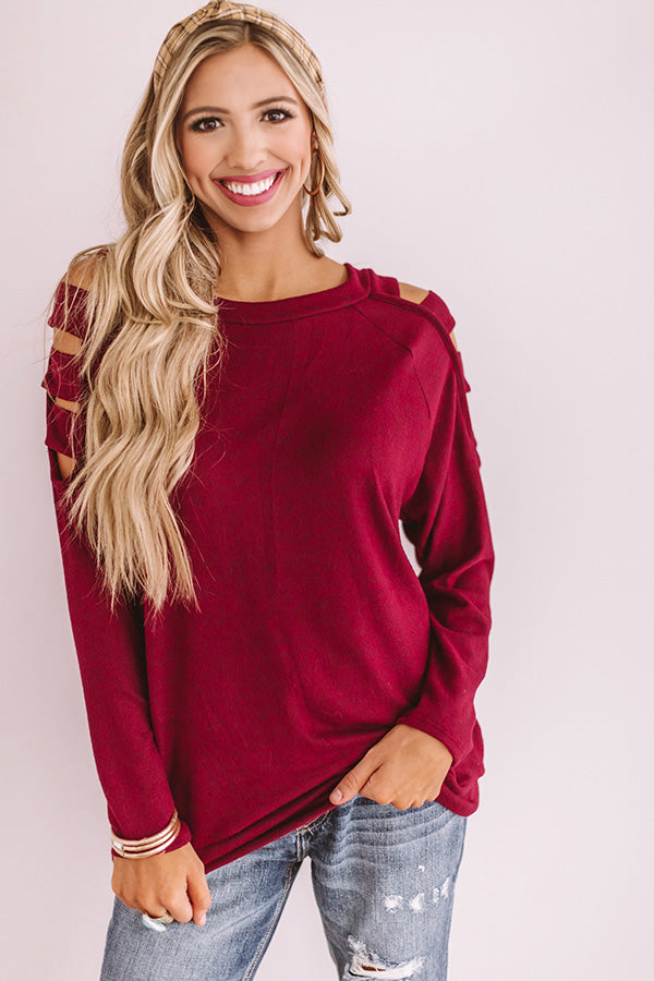 Free And Fearless Shift Sweater In Wine Image - 2
