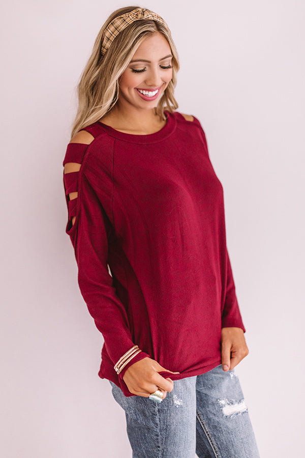 Free And Fearless Shift Sweater In Wine Image - 3
