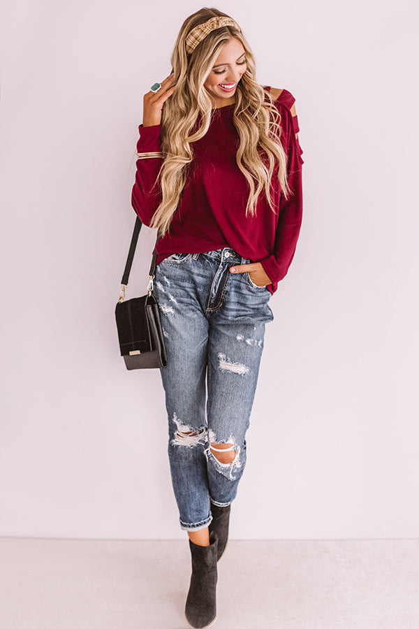 Free And Fearless Shift Sweater In Wine Image - 4