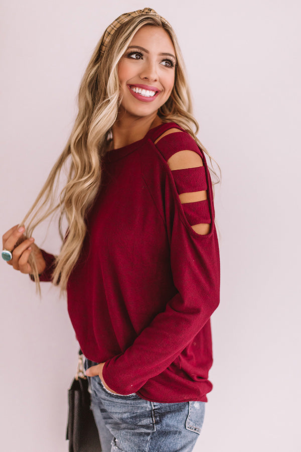 Free And Fearless Shift Sweater In Wine Image - 1