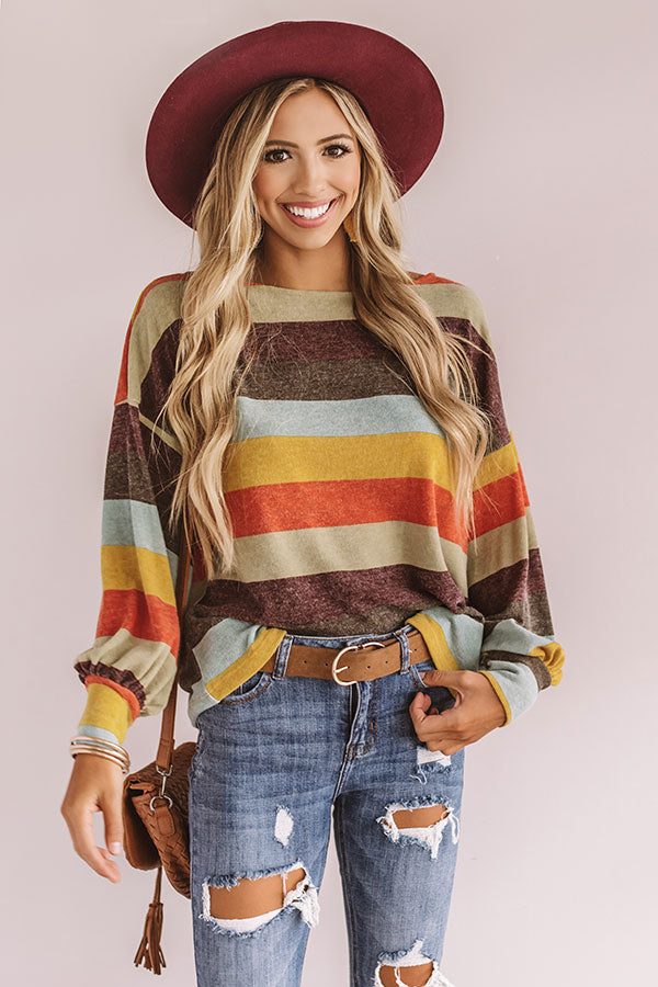 Kisses And Cabins Stripe Shift Sweater In Green Image - 1