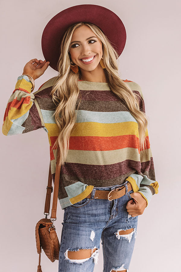Kisses And Cabins Stripe Shift Sweater In Green Image - 2