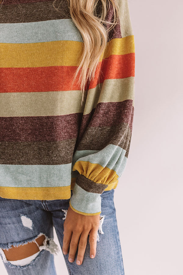 Kisses And Cabins Stripe Shift Sweater In Green Image - 3