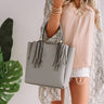 Style Profile Faux Leather Tote In Grey Image - 1