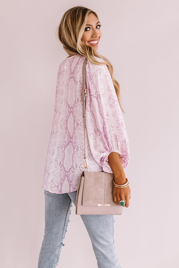 Livin' On The Edge Snake Print Top In Light Violet Image - 4