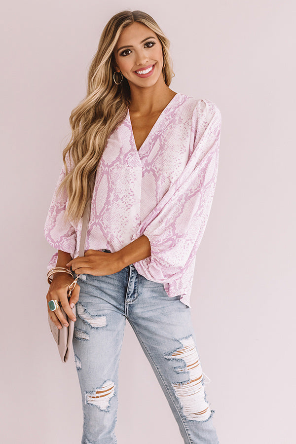 Livin' On The Edge Snake Print Top In Light Violet Image - 1