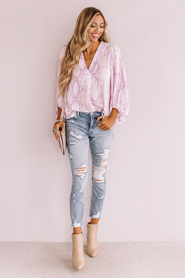 Livin' On The Edge Snake Print Top In Light Violet Image - 3