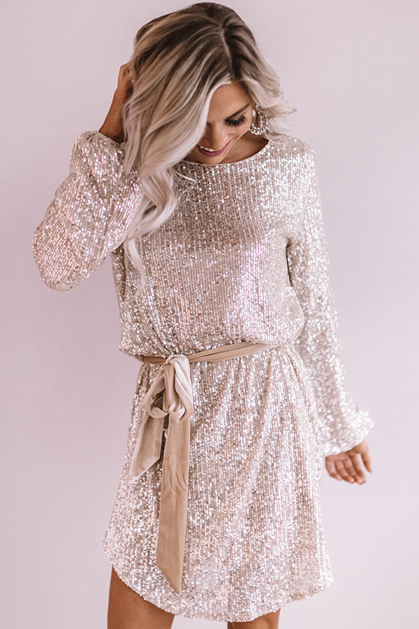 Ritz And Glitz Sequin Dress in Champagne Image - 1