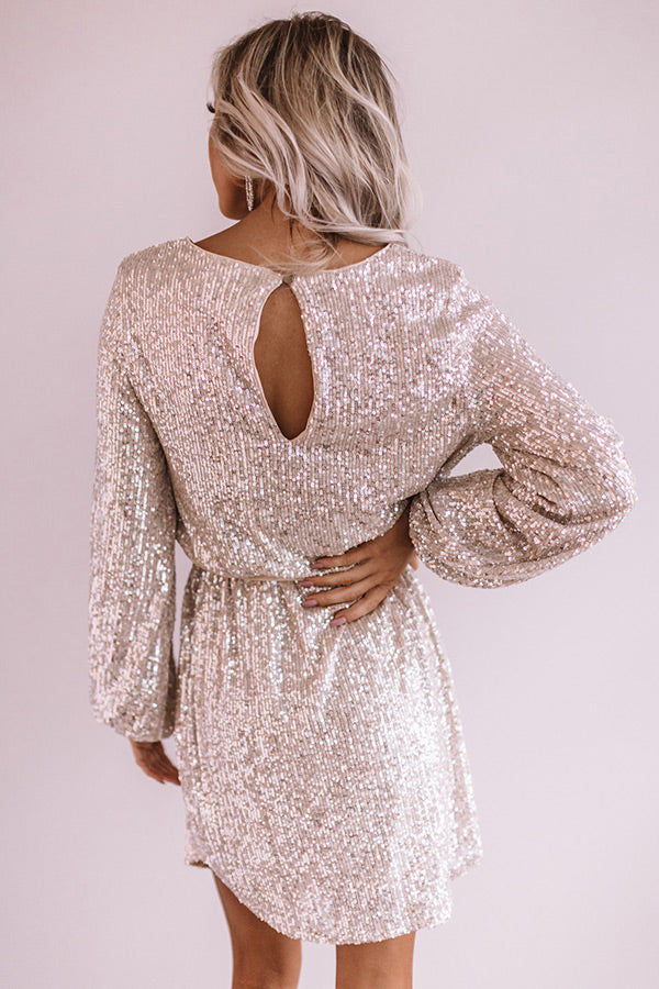 Ritz And Glitz Sequin Dress in Champagne Image - 5
