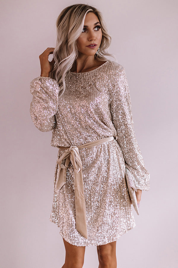Ritz And Glitz Sequin Dress in Champagne Image - 3