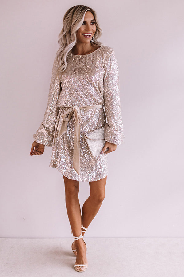 Ritz And Glitz Sequin Dress in Champagne Image - 2