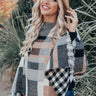 Blog About It Plaid Poncho in Black Image - 1