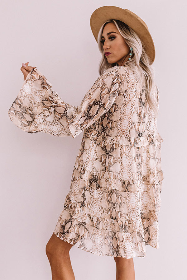 First Class Casual Snake Print Shift Dress Image - 4