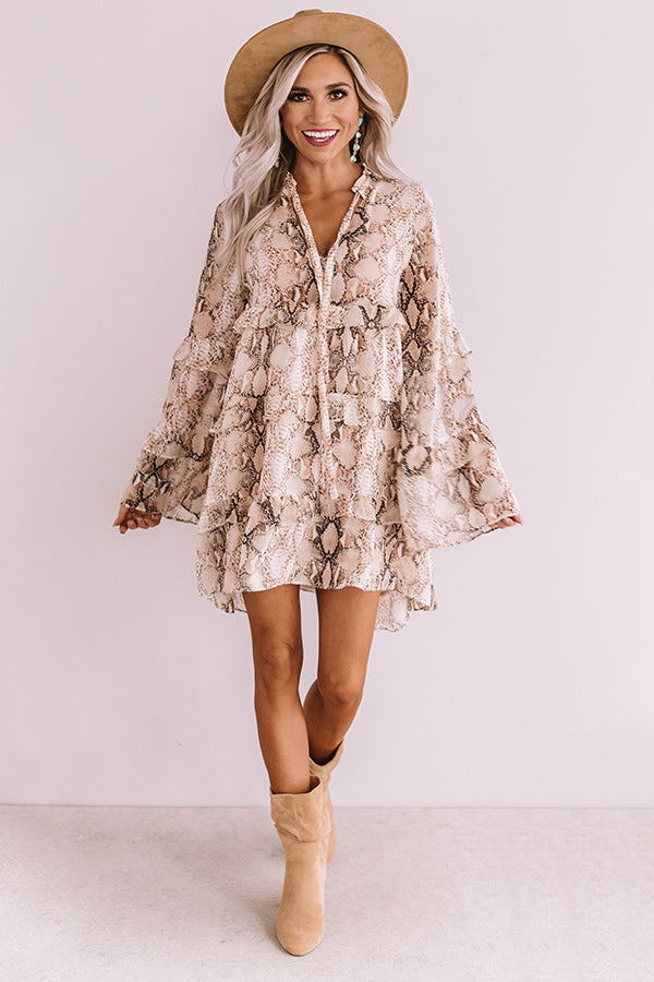 First Class Casual Snake Print Shift Dress Image - 3