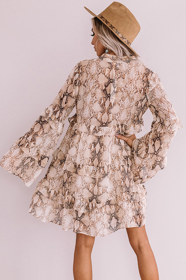 First Class Casual Snake Print Shift Dress Image - 5