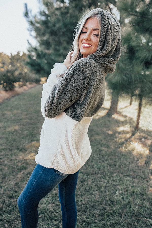 Cute And Cuddly Hoodie In Olive • Impressions Online Boutique