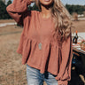 Bring It On Waffle Knit Shift Top In Rustic Rose Image - 1