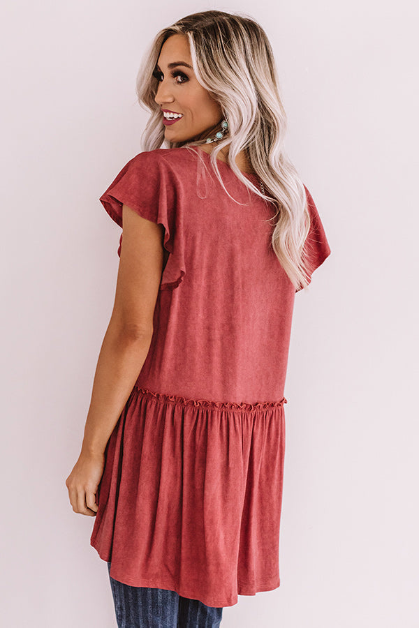 A Moment In Time Babydoll Shift Top In Crimson Image - 5