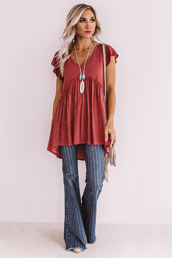 A Moment In Time Babydoll Shift Top In Crimson Image - 2