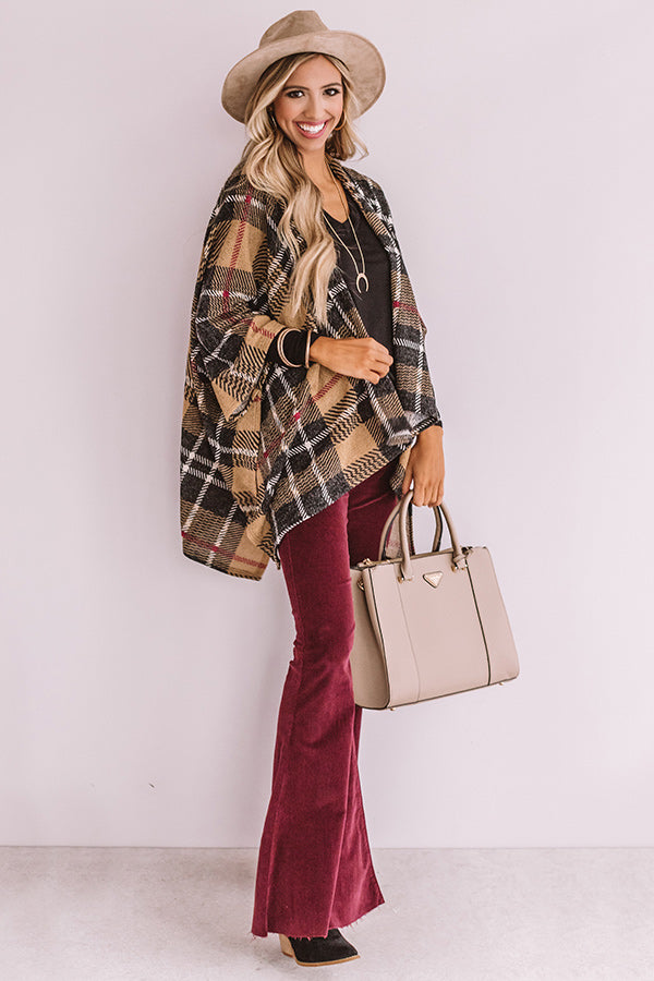 Check On Me Plaid Poncho Image - 3