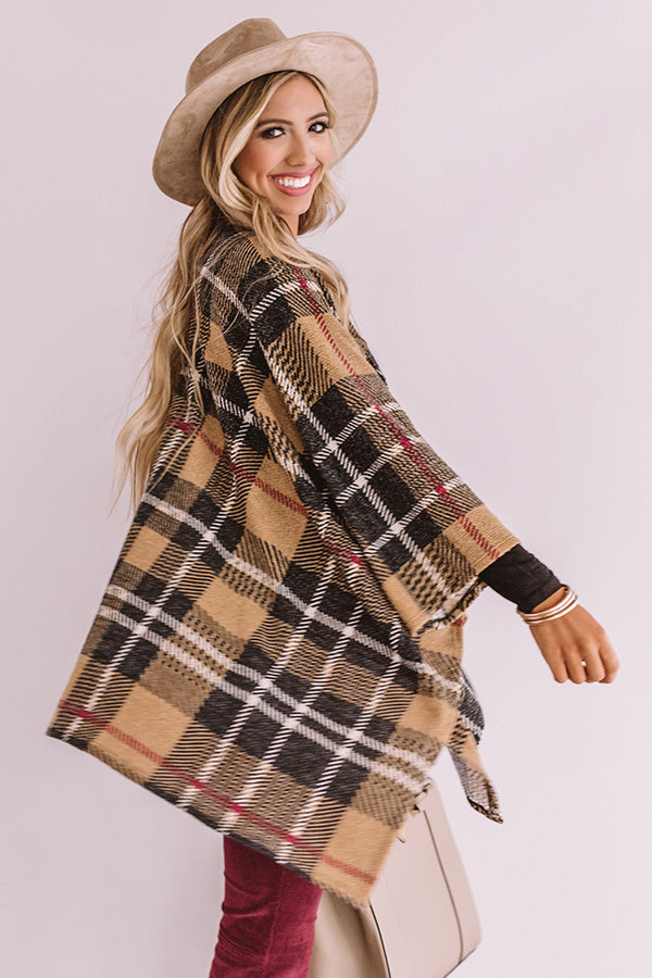 Check On Me Plaid Poncho Image - 4