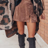 Name Dropper Faux Suede Skirt In Mocha Image - 1