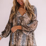 Pumpkin Spice Chic Snake Print Babydoll Dress Image - 1