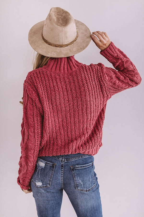 Pure Sweetness Cable Knit Sweater In Dark Blush Image - 5