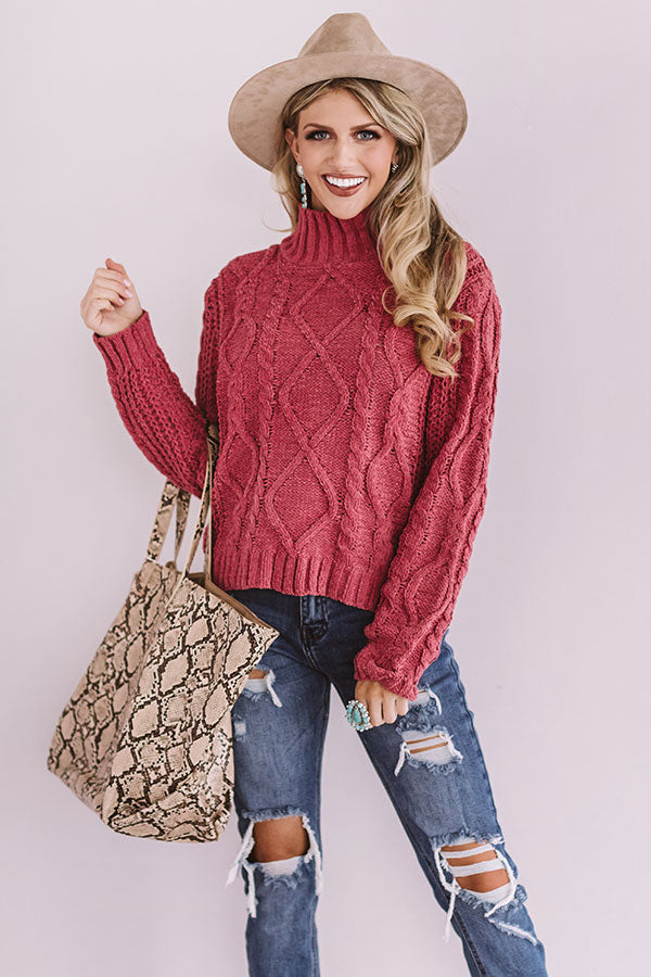 Pure Sweetness Cable Knit Sweater In Dark Blush Image - 2